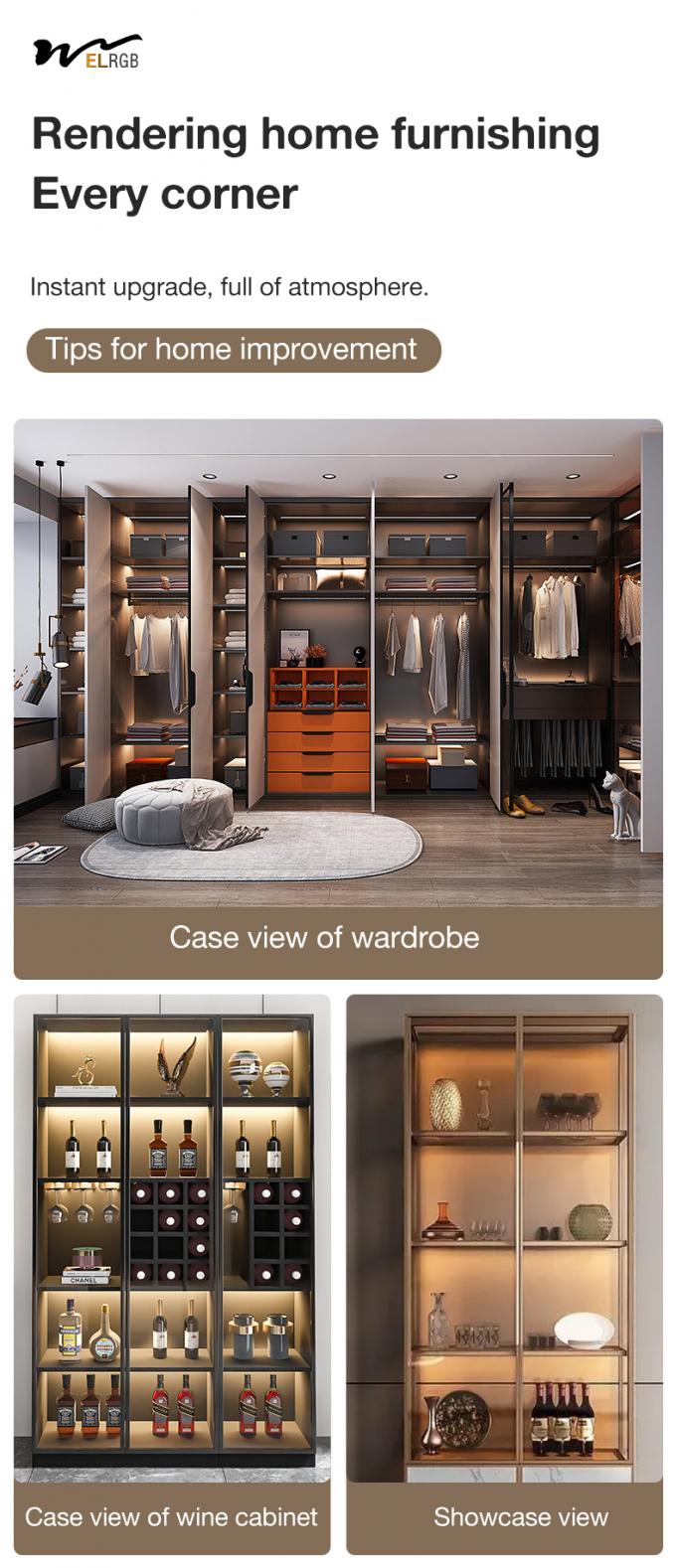 Wardrobes Self Adhesive Led Strip 2700K Dimmable Rgb Led Strip Lights 7