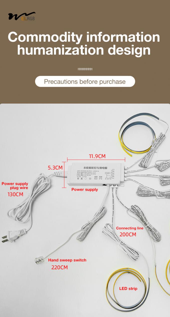 Wardrobes Self Adhesive Led Strip 2700K Dimmable Rgb Led Strip Lights 9