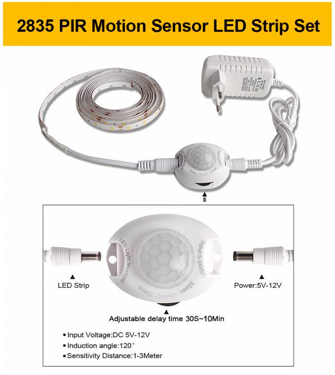 1M 2M 3M PIR Sensor Led Strip Light IP65 Waterproof For Indoor Home 5