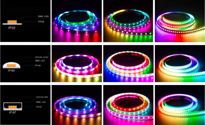 High Quality Digital Addressable WS2811 60led/Meter Dc12v Ip67 10mm Pixel Light Rgb Led Strip For Commercial Building 23
