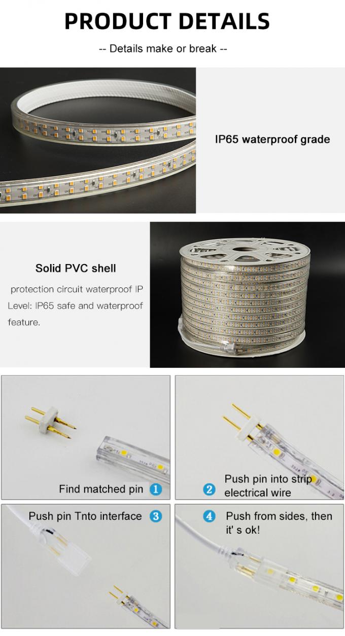 DC220V Smd 2835 Led Strip 12.5W/M Color Change Outdoor Led Strip 7