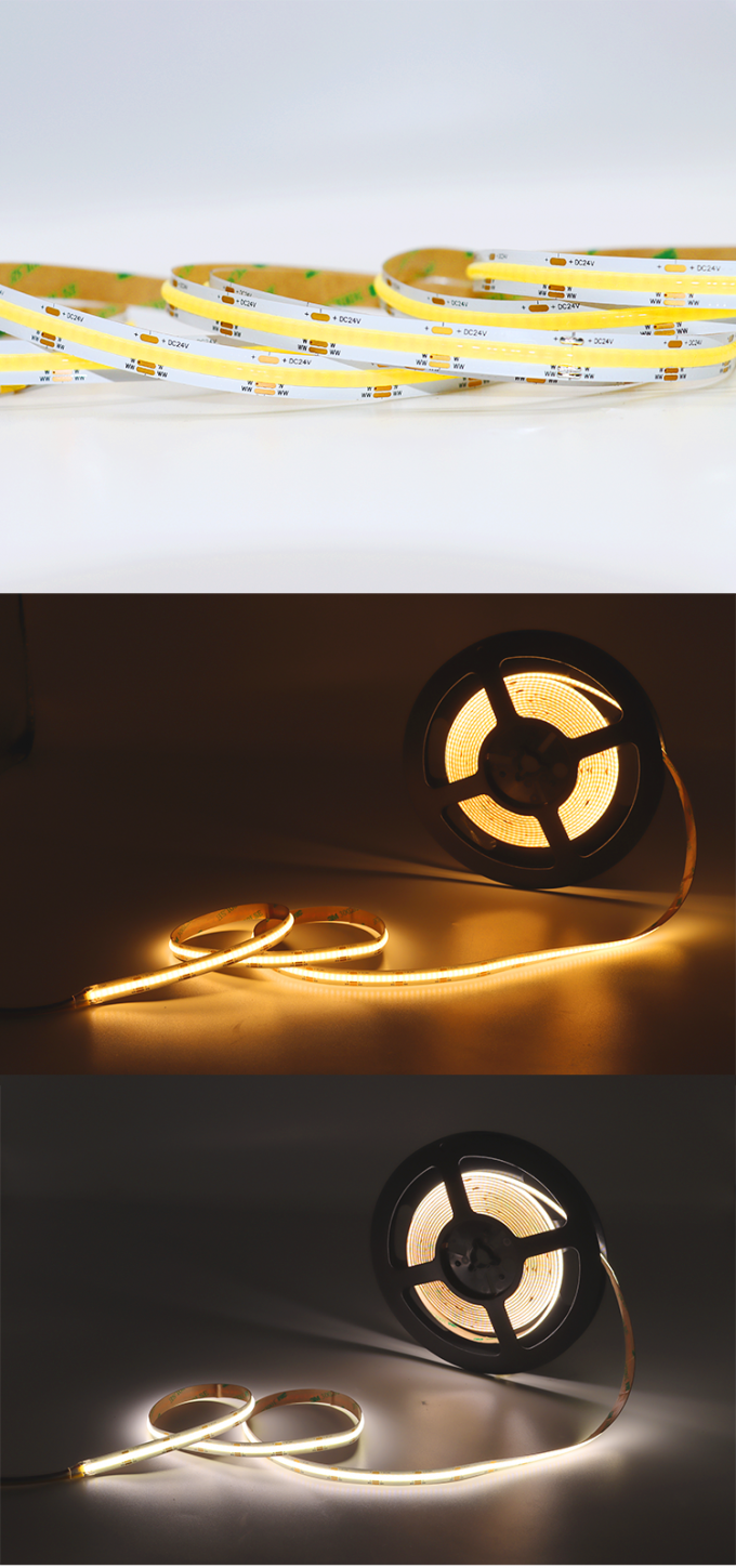 608LED Dimmable Cob Led Strip 10mm 5m Led Strip Lights With Adhesive Backing 4
