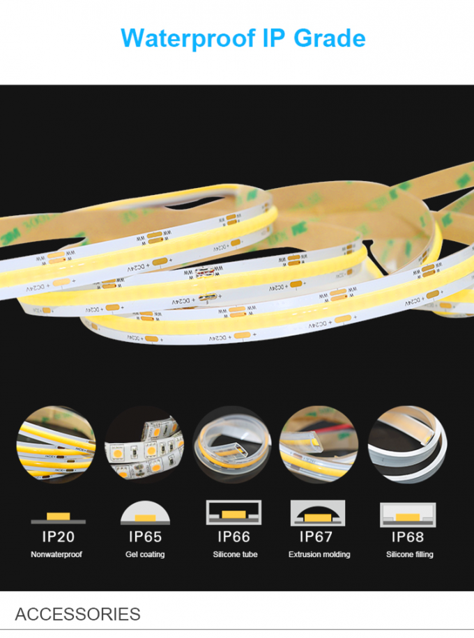 608LED Dimmable Cob Led Strip 10mm 5m Led Strip Lights With Adhesive Backing 5
