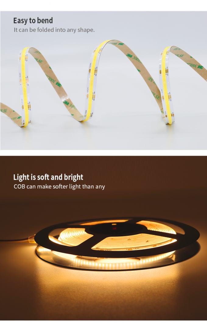608LED Dimmable Cob Led Strip 10mm 5m Led Strip Lights With Adhesive Backing 6
