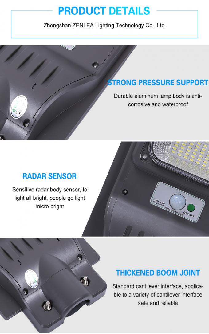 30w 60w 90w 120w LED Solar Powered Lights Integrated Motion Detector Street Lights 6