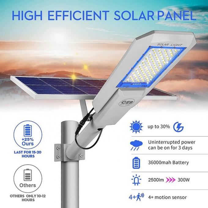 5000lm 300 Watts Solar Street Light LED Solar Powered Lights SMD 5730 4