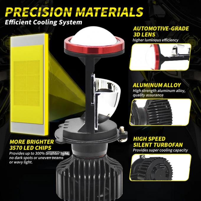 CSP3570 LED Motorcycle Lights 16000LM H4 Led Projector Bulb 55W 2