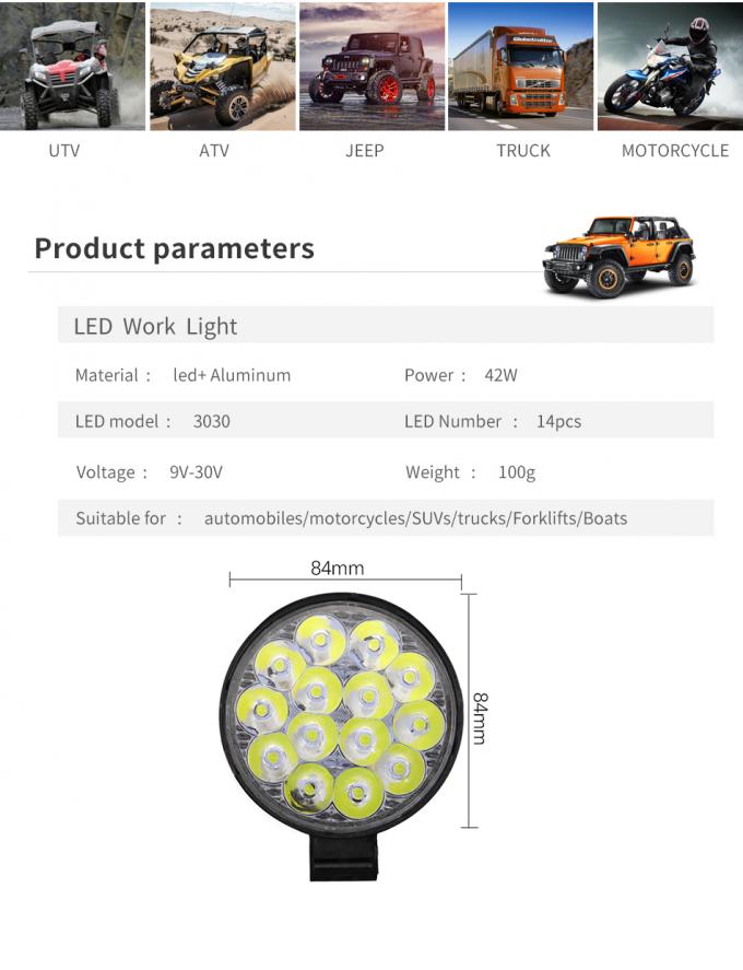 4X4 Offroad Headlight 14SMD 12V-80V Double Color Truck Spotlights 2