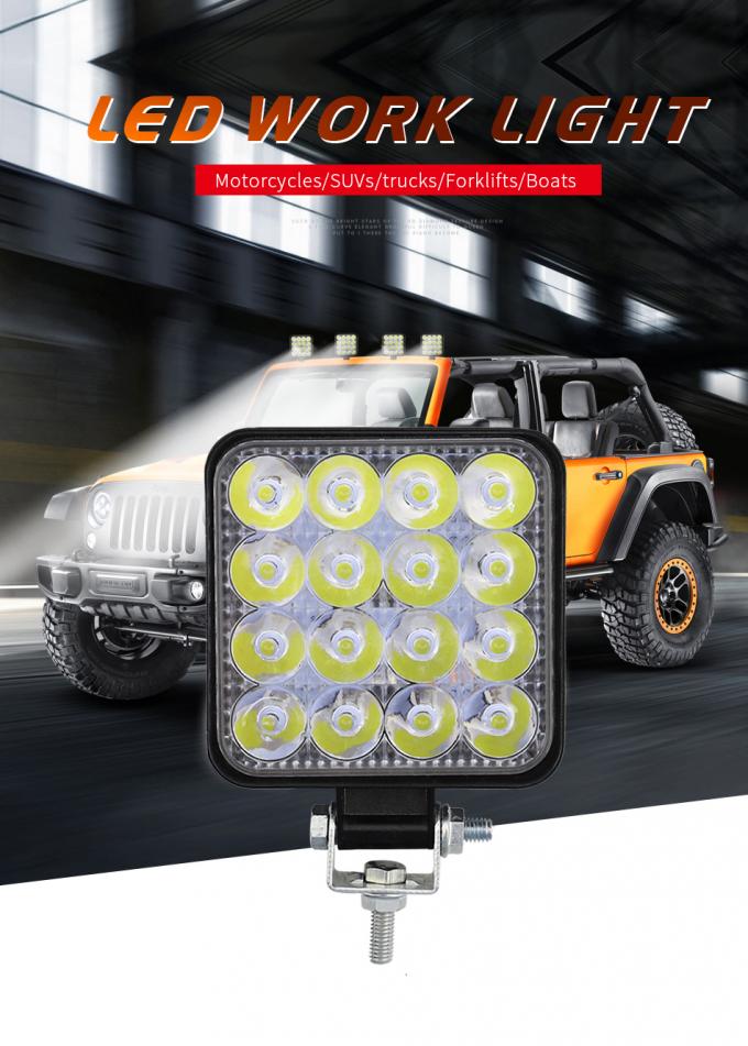 48W 16LED 4WD Square Led Work Lights Off Road Work Light 1