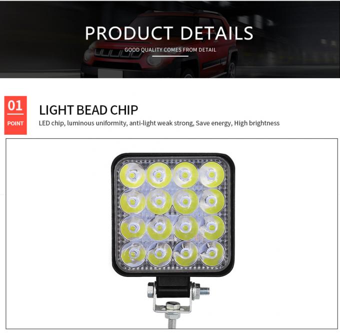 48W 16LED 4WD Square Led Work Lights Off Road Work Light 3