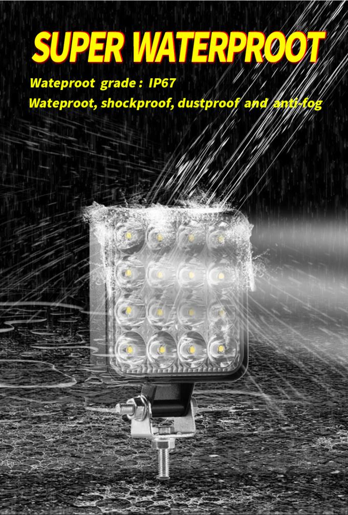 48W Square Vehicle LED Work Lights Bright 16 Leds Car Led Worklight 4