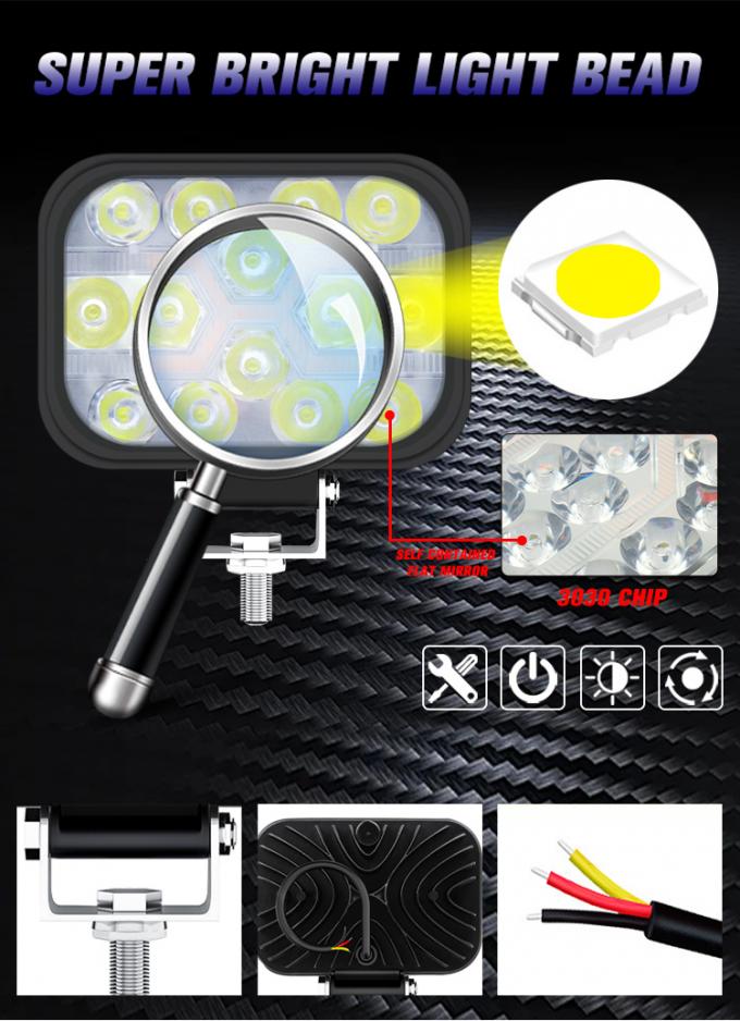 Ip67 Waterproof Vehicle LED Work Lights Square 24v 12v 42w 3 Inch 3