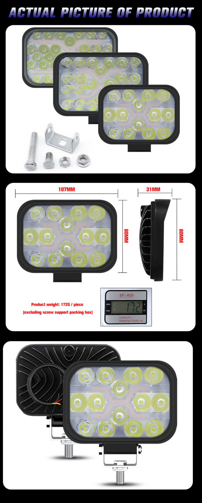 Ip67 Waterproof Vehicle LED Work Lights Square 24v 12v 42w 3 Inch 9