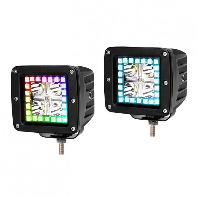 Mini RGB Vehicle LED Work Lights 3 Inch 4x4 Led Pod Light Decoration 0