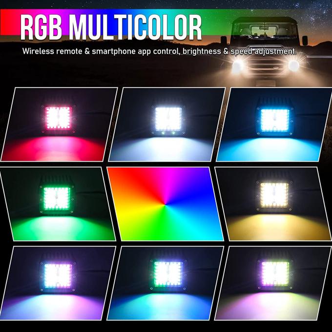 Mini RGB Vehicle LED Work Lights 3 Inch 4x4 Led Pod Light Decoration 4