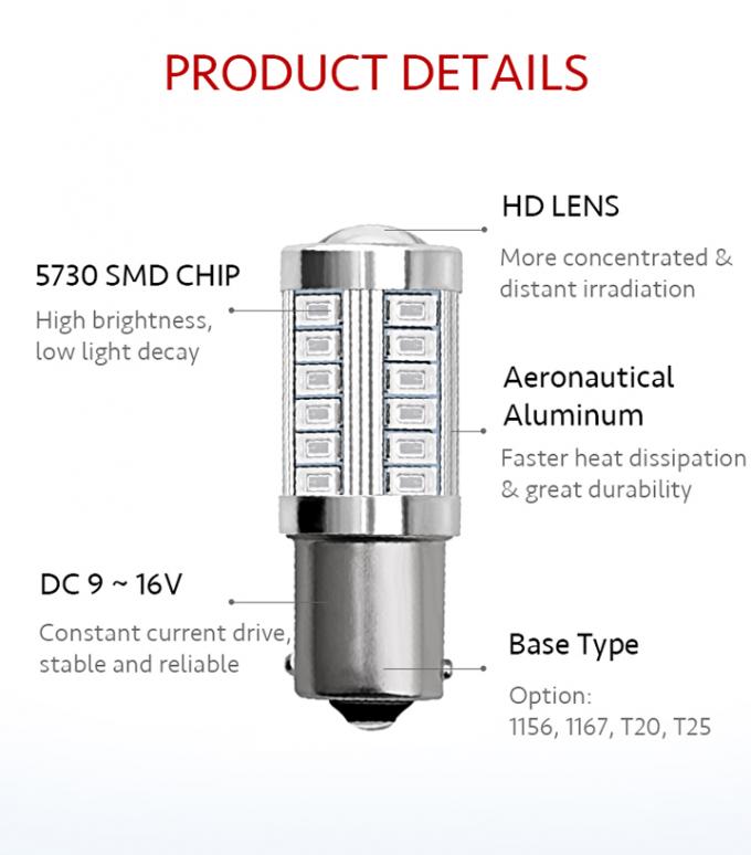 Car Brake Light 1156 BA15S 1157 BAY15D P21W 33 LED 5630 3157 7440 7443 SMD Car Tail Bulb Brake Lights Auto Reverse Lamp 2