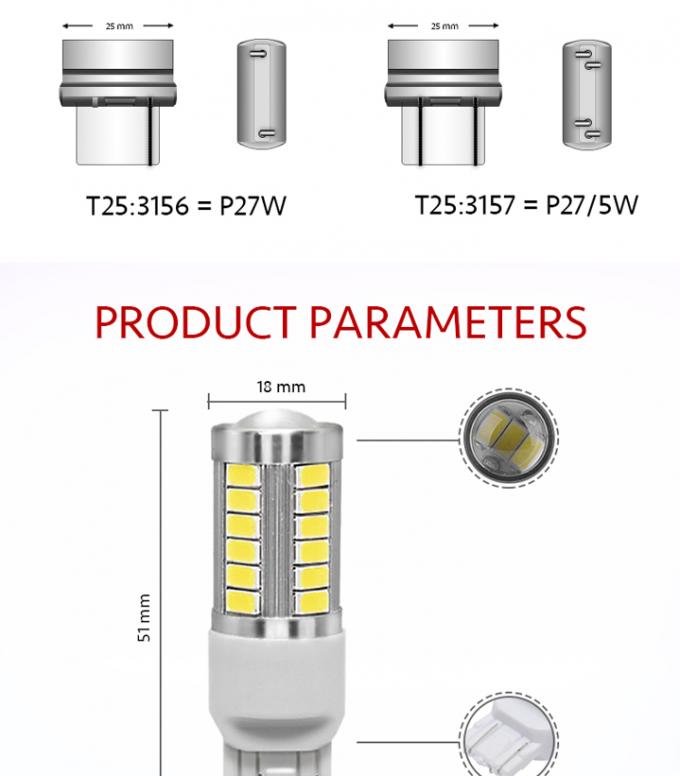 Car Brake Light 1156 BA15S 1157 BAY15D P21W 33 LED 5630 3157 7440 7443 SMD Car Tail Bulb Brake Lights Auto Reverse Lamp 4