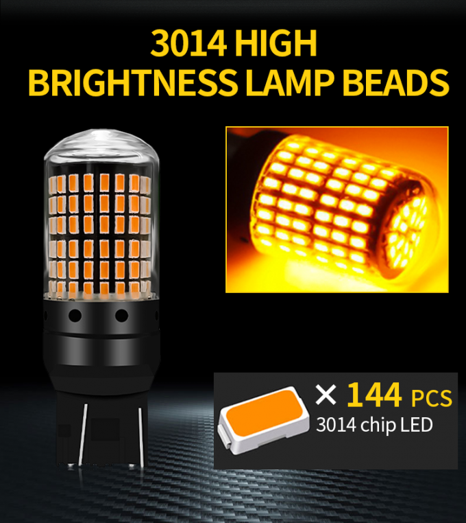 T20 144smd Car Led Bulb 1156 1157 7440 7443 White Yellow Red Light Led Turn Signal Light Driving Reverse Brake Light Bul 2