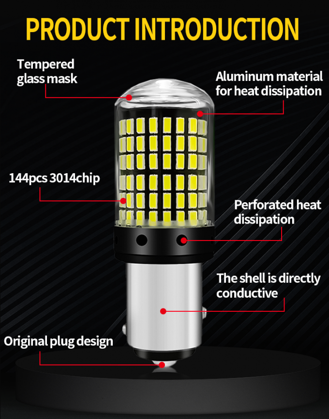 T20 144smd Car Led Bulb 1156 1157 7440 7443 White Yellow Red Light Led Turn Signal Light Driving Reverse Brake Light Bul 1