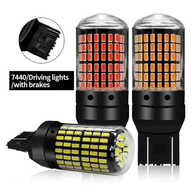 T20 144smd Car Led Bulb 1156 1157 7440 7443 White Yellow Red Light Led Turn Signal Light Driving Reverse Brake Light Bul 10