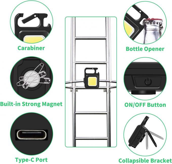 800Lm COB Rechargeable Keychain Light Portable 4 Light Modes Pocket 1