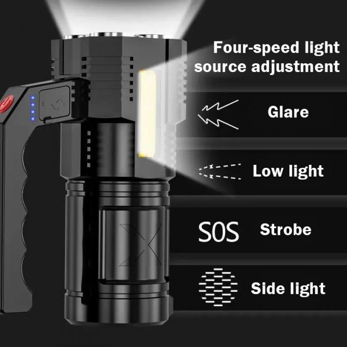 1500mah Rechargeable Waterproof Torch Outdoor Working Light 6000K 7
