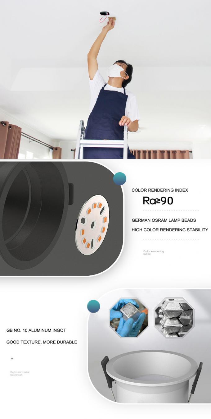 Anti Dazzle Round Recessed Downlight Ip44 6000K Embedded Ceiling Light 6