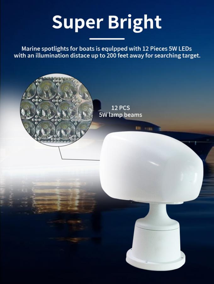60w Marine Searchlight 50M Remote Control Marine Spotlight White 2