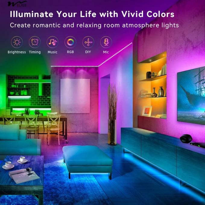 Modern Style 100FT Smart LED Strip Lights 2 Rolls of 50ft with 40 Key Remote Controller Sync to Music 6