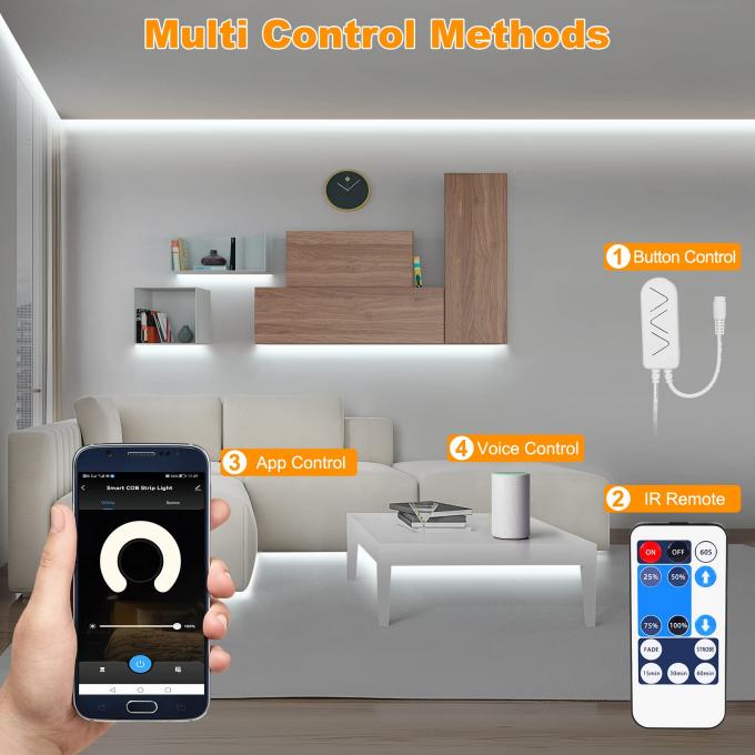 Smart White COB Led Strip Light with App and Remote 227g IP20 3000K Bright Warm White 6