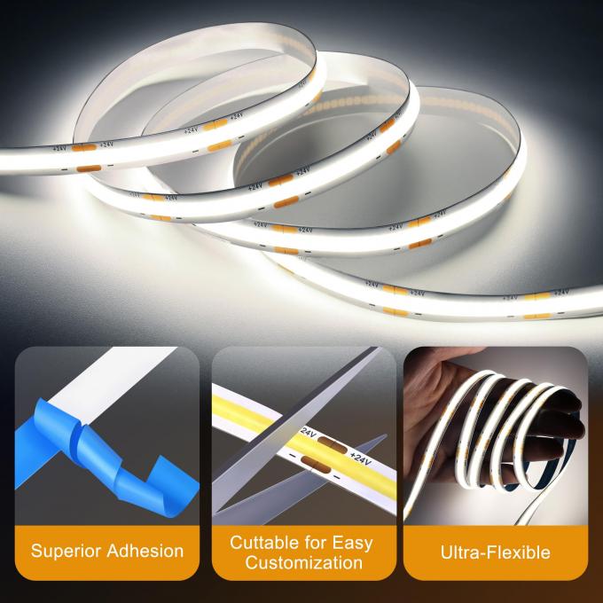 2560LEDS CRI 90 8mm Flexible Unified COB LED Light Strip 5M 2700K Warm White DC 24V 5
