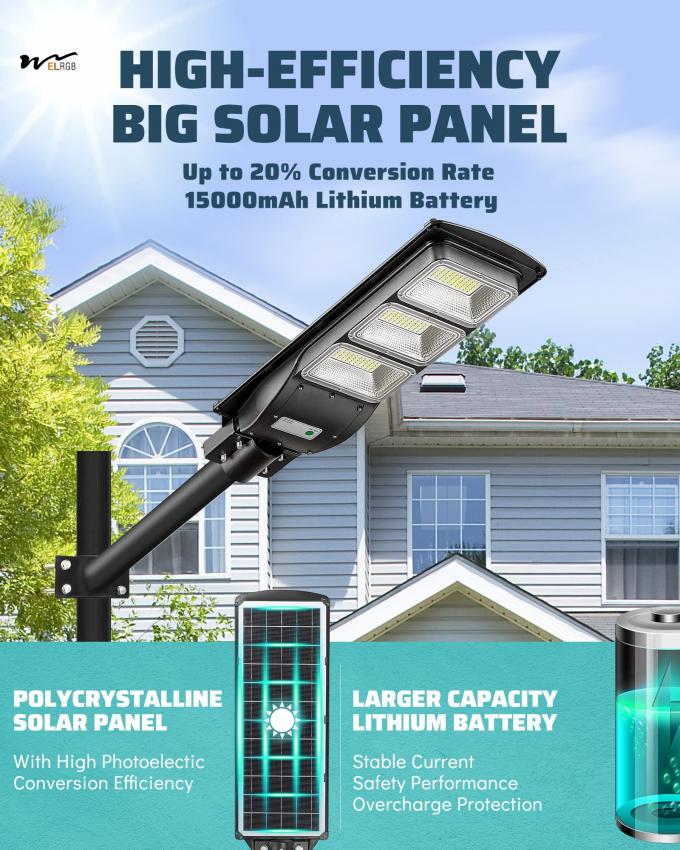 500W Solar Street Light IP65 Waterproof Outdoor Lights 2 Pieces 6000LM Solar Floodlight 5