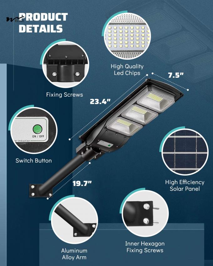 500W Solar Street Light IP65 Waterproof Outdoor Lights 2 Pieces 6000LM Solar Floodlight 6