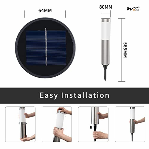 Solar Powered LED Landscape Lamp Column Outdoor IP44 Waterproof White Light Street Light 3