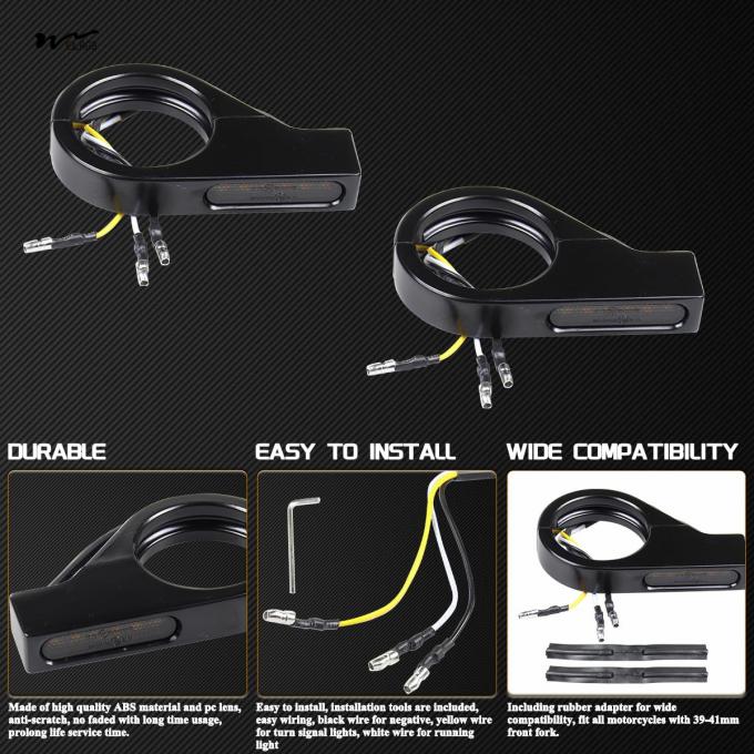 12 Ounces Motorcycle Front Fork LED Turn Signals with Amber Blinkers and Mounting Bracket 5