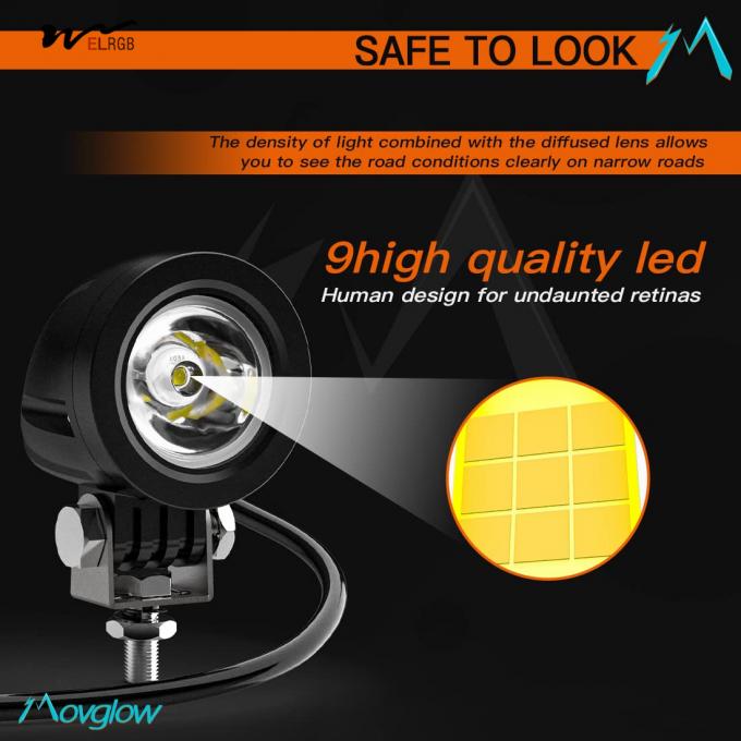 Waterproof LED Spot Driving Fog Lights for Sport Motorcycle Street Bike ATV UTV Trike 4