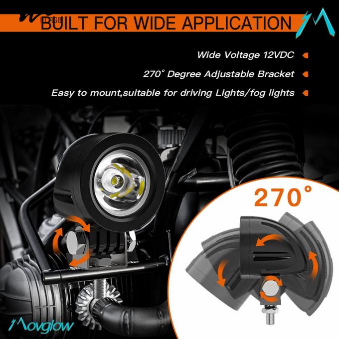 Waterproof LED Spot Driving Fog Lights for Sport Motorcycle Street Bike ATV UTV Trike 6