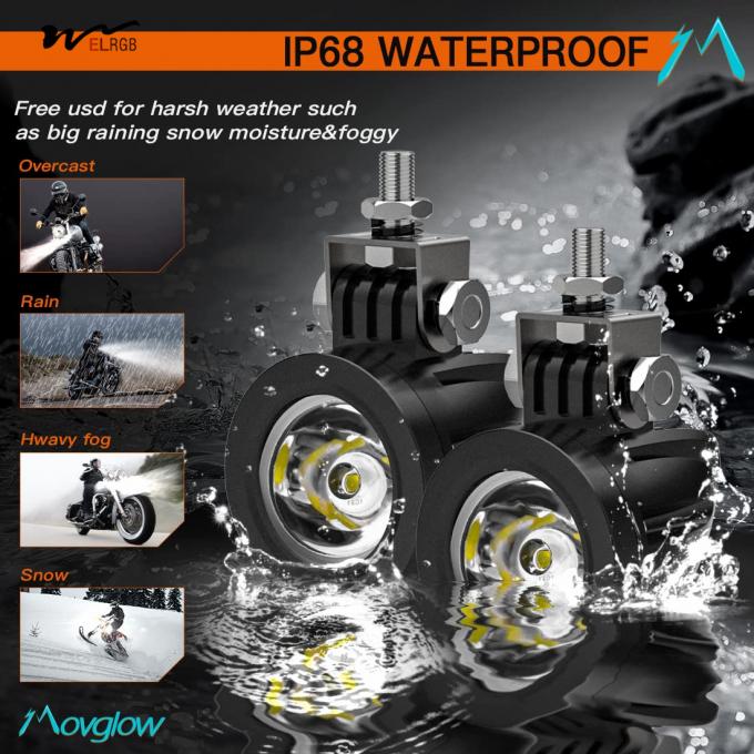 Waterproof LED Spot Driving Fog Lights for Sport Motorcycle Street Bike ATV UTV Trike 7