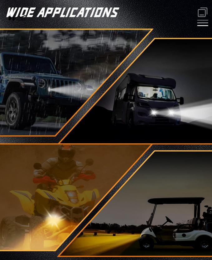 60W White Amber Motorcycle LED Pod Projection Light 1.3-inch Auxiliary Spotlight 4