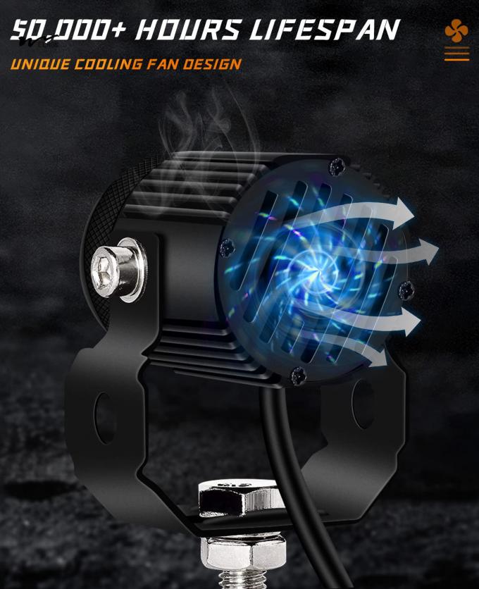60W White Amber Motorcycle LED Pod Projection Light 1.3-inch Auxiliary Spotlight 6