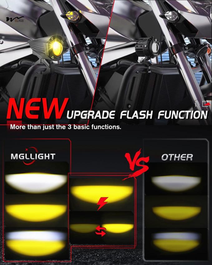 Motorcycle LED Driving Fog Light with 600% Brightness and Two-Color Stroboscopic Mode 3