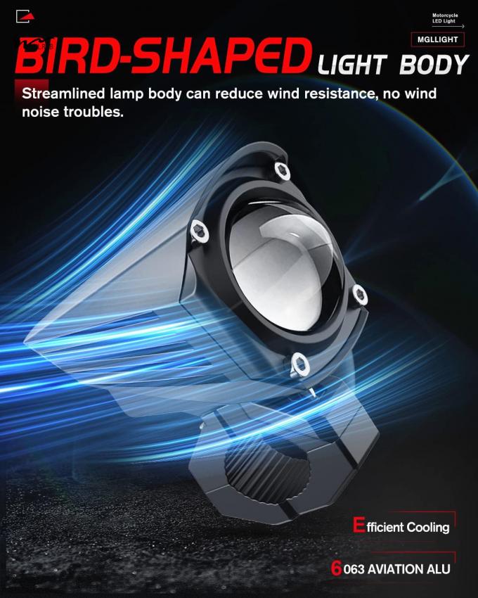 Motorcycle LED Driving Fog Light with 600% Brightness and Two-Color Stroboscopic Mode 7