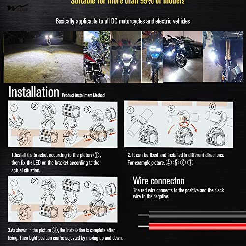 Motorcycle LED Fog Running Lights 4 Functions 3 Colors High Beam DRL Flashing Warning 5