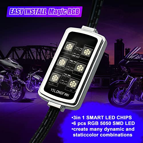 Smart LED Music Sync Color Changing Lights Motorcycle RGB Light Kit APP Remote Control 12V 4