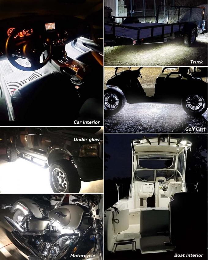 0.18kg White LED Light Strip for Cars Golf Carts Boats 60.96cm Connected Waterproof 12V 5
