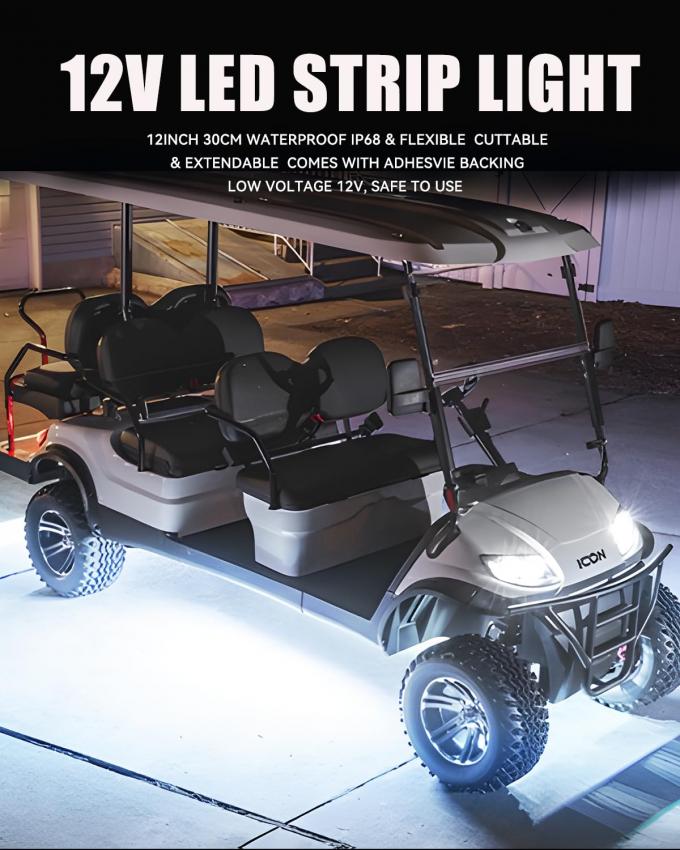 0.18kg White LED Light Strip for Cars Golf Carts Boats 60.96cm Connected Waterproof 12V 7
