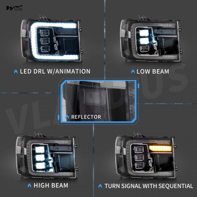 Auto Part Position Front Projector-Clear Reflector LED Headlights w/ Dynamic Animation 3