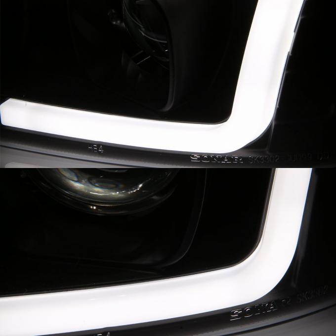 Waterproof Black LED Tube Projector Headlights Driver Passenger Side Pair Head Lights 6