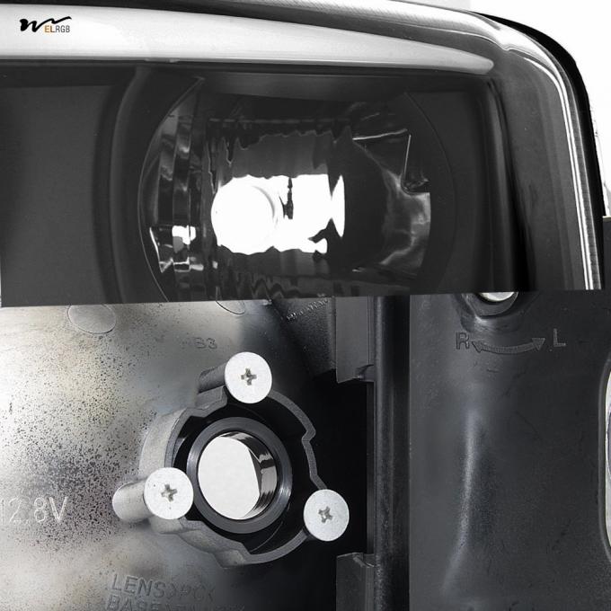 Waterproof Black LED Tube Projector Headlights Driver Passenger Side Pair Head Lights 4