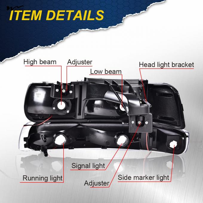 LED DRL Headlight Turn Signal Lamp Left Right Sides with Smoky Lens and Black Housing 6